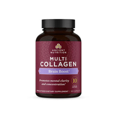 Ancient Nutrition Collagen Brain Boost bottle for daily wellness and joint support.