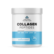 Ancient Nutrition Collagen Peptides bottle showing daily skin, joint, and gut support.