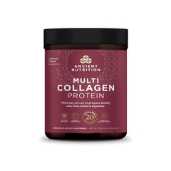 Ancient Nutrition collagen peptides tub closeup for daily skin and joint support.