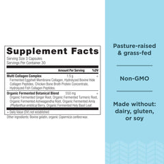 Label highlights hydrolyzed collagen peptides for easy absorption.