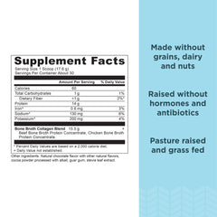 Ancient Nutrition collagen powder chocolate with scoop for convenient daily serving.
