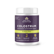 Ancient Nutrition Colostrum powder bottle with lemon bar flavor ready for daily gut wellness.