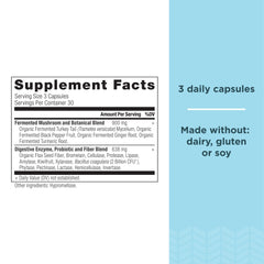 Ancient Nutrition Digestive Enzymes label shows enzyme blend for fats, proteins, carbs.