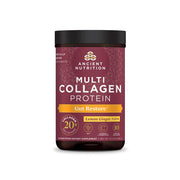Ancient Nutrition Gut Restore collagen powder tub showing five collagen types for gut support.