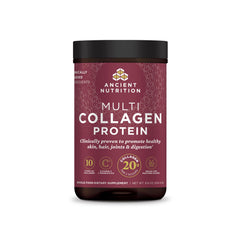 Ancient Nutrition hydrolyzed collagen powder tub—daily skin and gut support.
