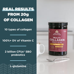 Ancient Nutrition hydrolyzed collagen types I to X for skin and nails.