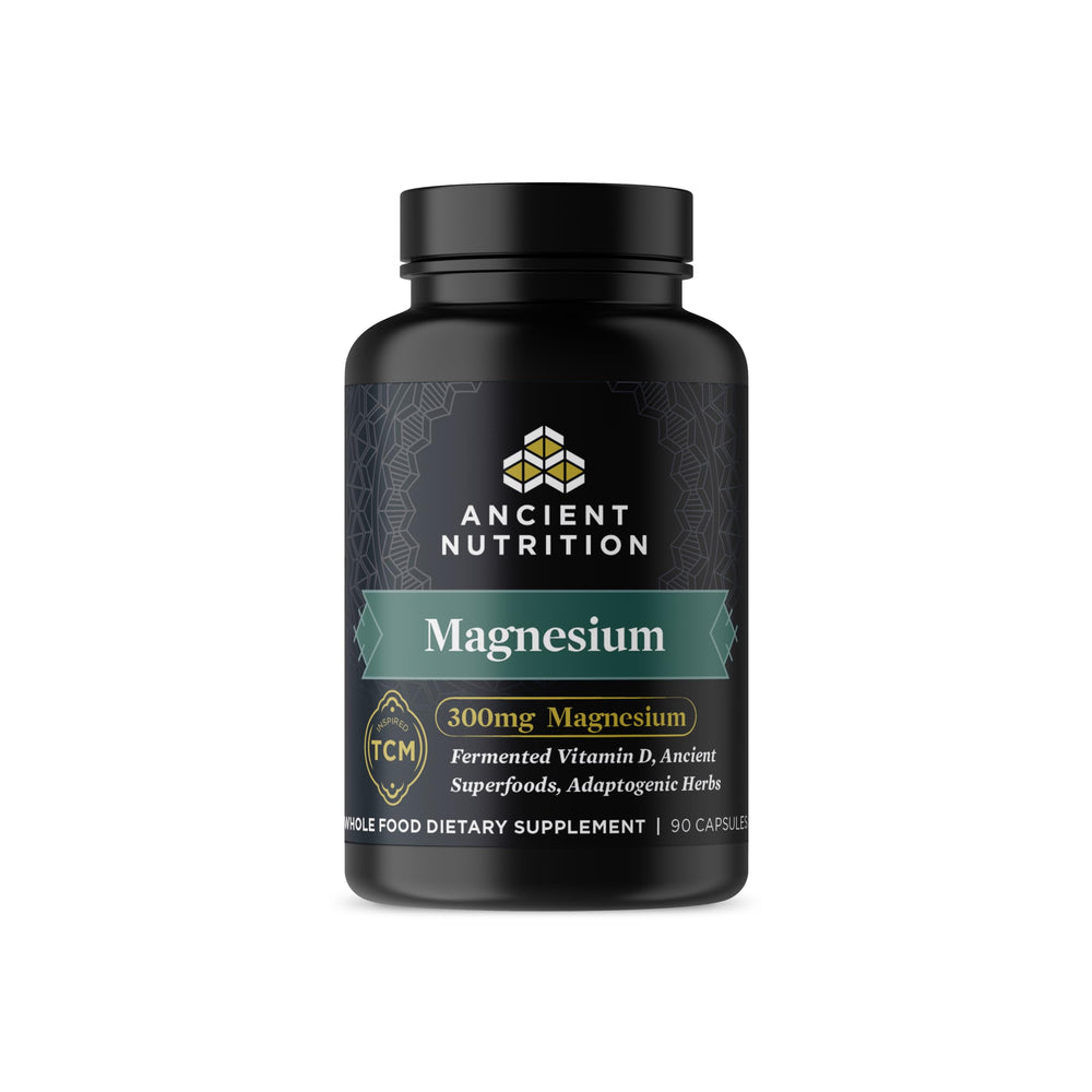 Ancient Nutrition magnesium 300mg bottle with label for daily calm support