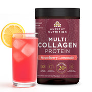 Ancient Nutrition multi collagen powder strawberry lemonade tub for daily skin and joints support