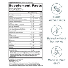 Ancient Nutrition multivitamin for women 40+ bottle back label details ingredients and quality