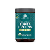Ancient Nutrition Organic SuperGreens Energizer tub showing premium greens for daily vitality