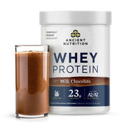 Ancient Nutrition proteína de suero pastorado chocolate en pote, snack proteico cremoso