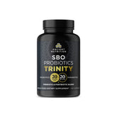 Ancient Nutrition SBO Probiotic Trinity bottle on shelf for daily digestive support.