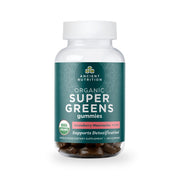 Ancient Nutrition Supergreens Gummy bottle on counter supports daily energy.