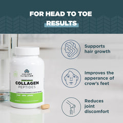 Ancient Nutrition Vegetarian Collagen Peptides natural flavor powder for coffee or smoothie mix