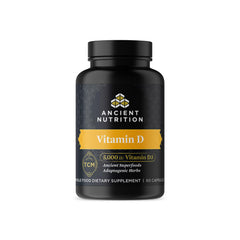 Ancient Nutrition Vitamin D 5000 IU bottle highlights convenient daily dosing and immune support.