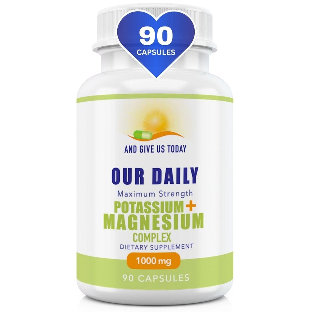 Daily Vites bottle shows potassium and magnesium capsules for daily mineral support.