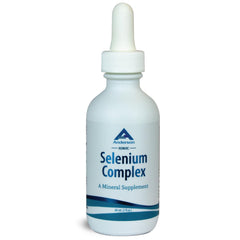 Anderson Ionic Selenium Complex bottle with dropper showing precise daily dosing and potential thyroid support