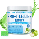 andmino HMB-L-Leucine gummies in a bottle showcasing apple flavor for daily use