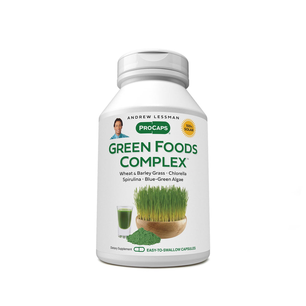 Andrew Lessman Green Foods Complex bottle with capsules for daily nutrition support