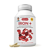 Andrew Lessman Iron Plus bottle label shows chelated iron and vitamin C for absorption support.