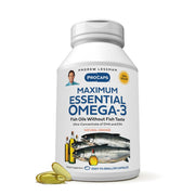 Andrew Lessman Maximum Essential Omega-3 Orange bottle supports daily heart and brain health.