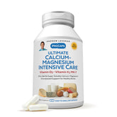 Andrew Lessman Ultimate Calcium-Magnesium bottle close-up showing easy-to-swallow capsules