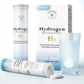 ANEVYRAQ hydrogen tablet dissolving in water for fresh hydrogen-rich hydration.