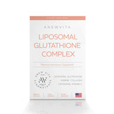 Anew Vita Liposomal Glutathione bottle demonstrates enhanced absorption for radiant skin.