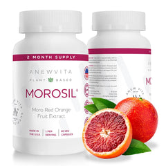 Anew Vita Morosil bottle label featuring Moro Red Orange extract for daily wellness