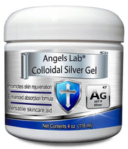 Angels Lab gel de plata coloidal, botella de 118 ml, cuidado premium para la piel.