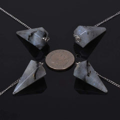 Angelstones Labradorite pendant angle view for focus and relaxation.
