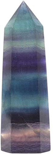 Angelstones rainbow fluorite hex point wand displaying shimmering colors for chakra balance