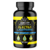 Angry Supplements Electro Lightning bottle pours tablets for quick hydration after workouts.