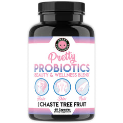 Pretty Probiotics for Women packaging front view signaling USA-made quality and testing.