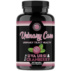 Urinary Care label ingredients from Angry Supplements highlighting cranberry, corn silk, and uva ursi