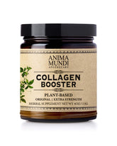 Anima Mundi Apothecary vegan collagen powder bottle on the kitchen counter, suggesting easy daily use.