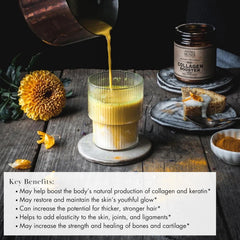 Anima Mundi scoop of vegan collagen powder ready to blend into a drink.