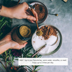 Anima Mundi powder dissolves easily into tea or water for quick daily use.