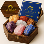 Anima Premium seven-chakra crystals with large amethyst for meditation.
