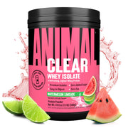 Animal Clear Whey Isolate Watermelon Limeade bottle shows a refreshing, easy-to-digest protein drink.