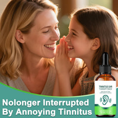Label on bottle highlights natural ingredients for ear care.