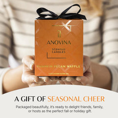 Anovina pumpkin candle—creamy pumpkin vanilla scent enhances autumn ambiance for quiet evenings.