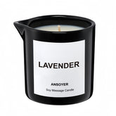 ANSOYER Lavender Massage Oil Candle bottle setup for at-home relaxation.