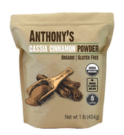 Anthony's Organic Cassia Cinnamon Powder 1 lb bottle for baking and tea.