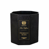 Antica Farmacista Prosecco Black candle in glass creates a sparkling, inviting ambiance.
