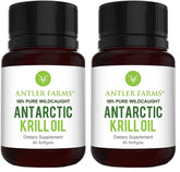 Antler Farms Antarctic Krill Oil bottle front showing pure wild-caught formula for daily wellness.