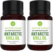 Antler Farms Antarctic Krill Oil bottle front showing pure wild-caught formula for daily wellness.
