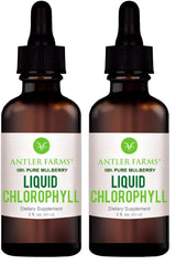 Antler Farms liquid chlorophyll bottle pour into glass for a minty boost