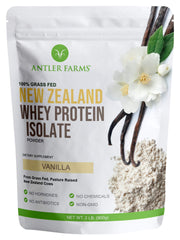 Antler Farms vanilla whey protein isolate bottle for daily shakes.