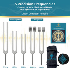 ANU WAVE tuning forks 417Hz setup for focused mindfulness sessions.